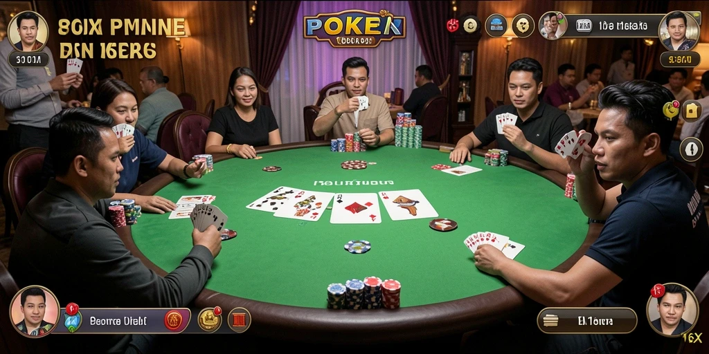 Tampilan karakter dan meja poker yang menarik di 116X.