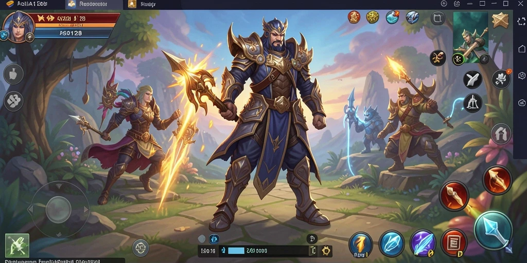 Tangkapan layar utama ASIA128 menunjukkan pertarungan seru dalam dunia fantasi RPG.