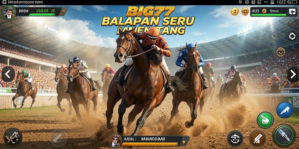 Screenshot gameplay BIG77 yang menunjukkan balapan penuh aksi.