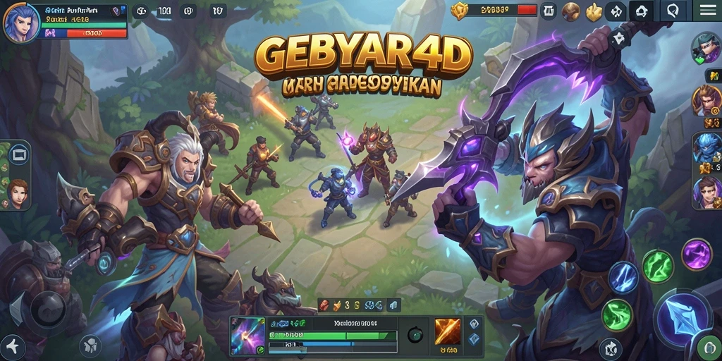 Tampilan gameplay seru GEBYAR4D dengan aksi MOBA yang mendebarkan.
