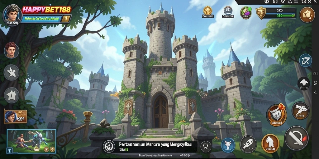 Screenshot gameplay <strong>HAPPYBET188</strong> menunjukkan pertempuran intens Tower Defense yang seru.