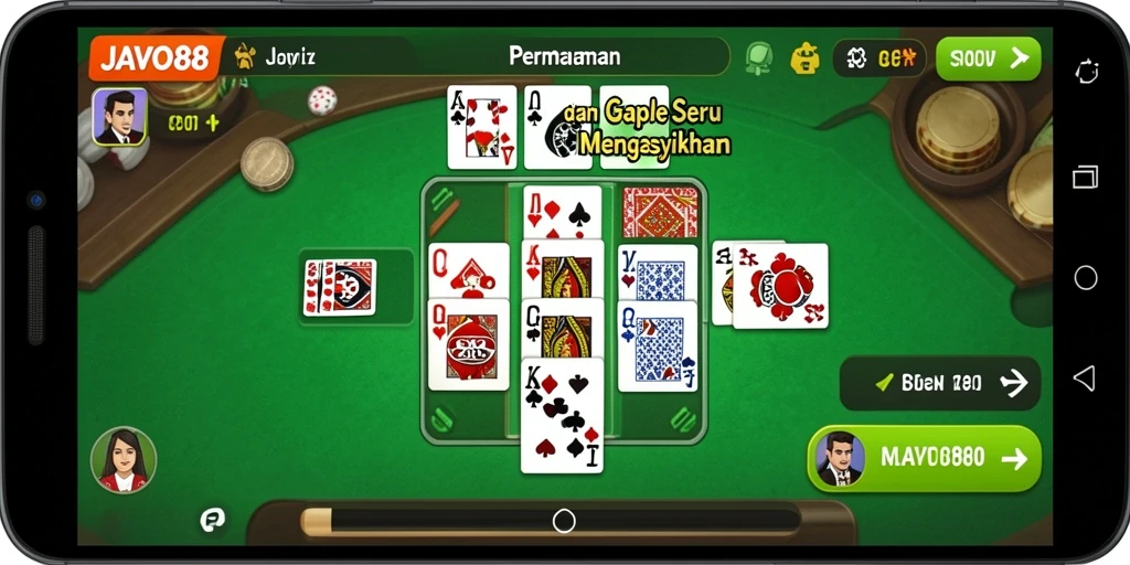 Tampilan menarik dari gameplay Gaple di JAVO88.