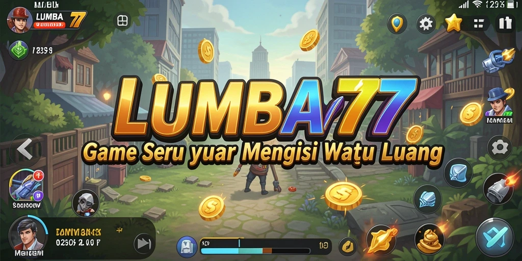 Screenshot menampilkan gameplay seru LUMBA77 yang penuh warna.