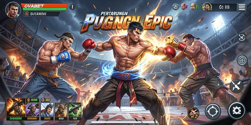 Tampilan menarik dari gameplay pertarungan dalam OVABET.