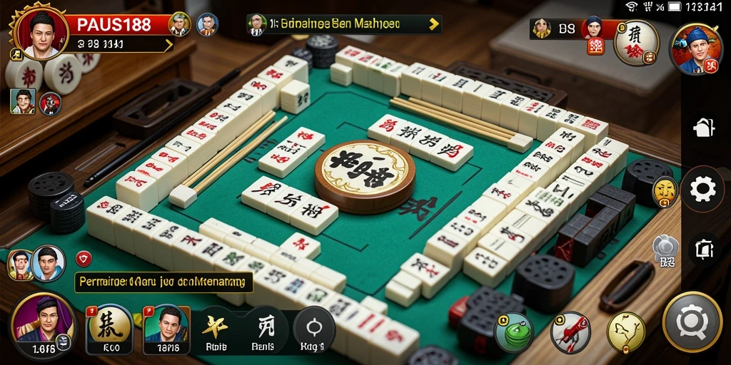 Tampilan menarik dari gameplay PAUS188 dengan ubin Mahjong berwarna-warni.