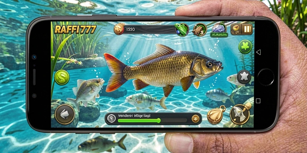 Tampilan gameplay RAFFI777 yang mendebarkan dengan aksi memancing.