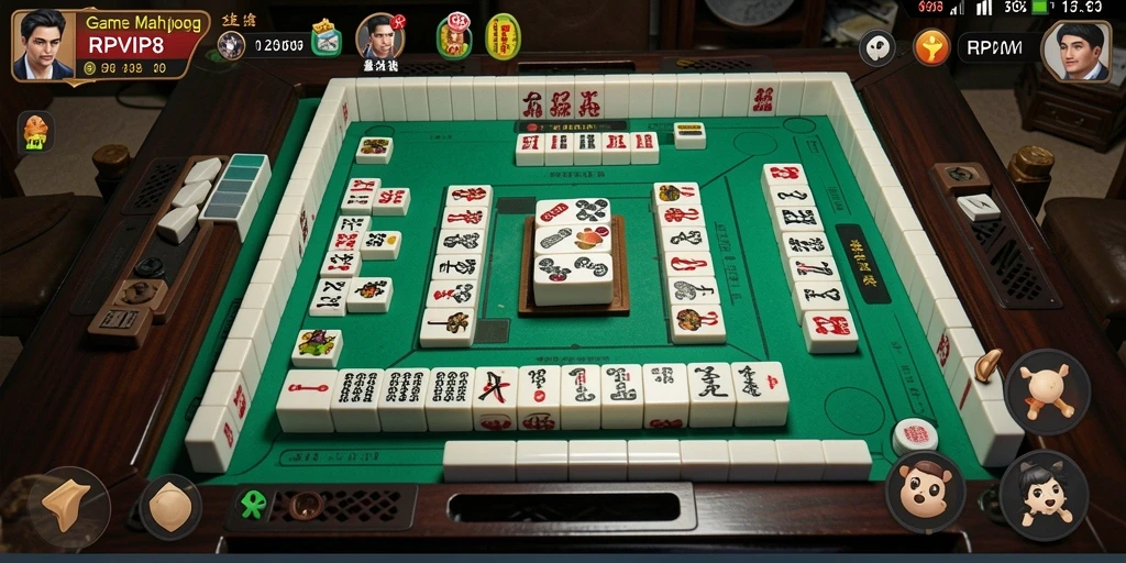 Screenshot gameplay RPVIP8 menampilkan suasana seru permainan Mahjong.