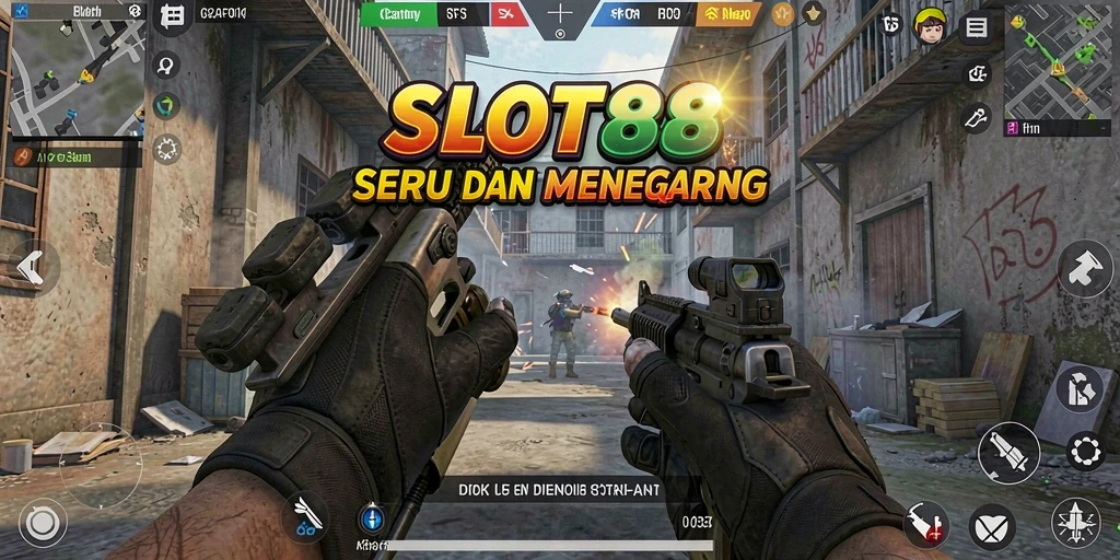 Tampilan gameplay SLOT88 yang mendebarkan dalam pertempuran FPS.